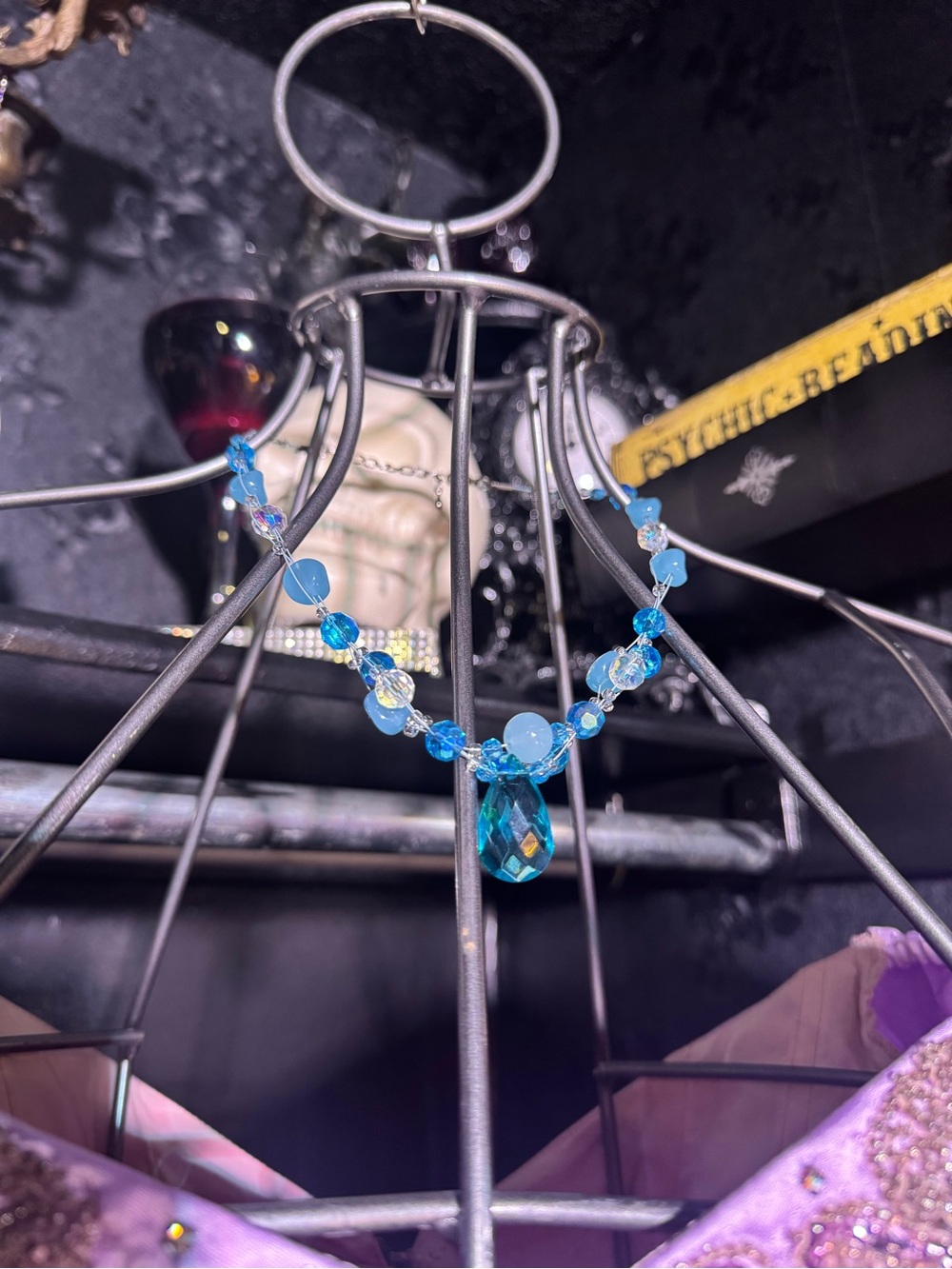 Blue Crystal Teardrop Pendant Necklace - Women Jewelry